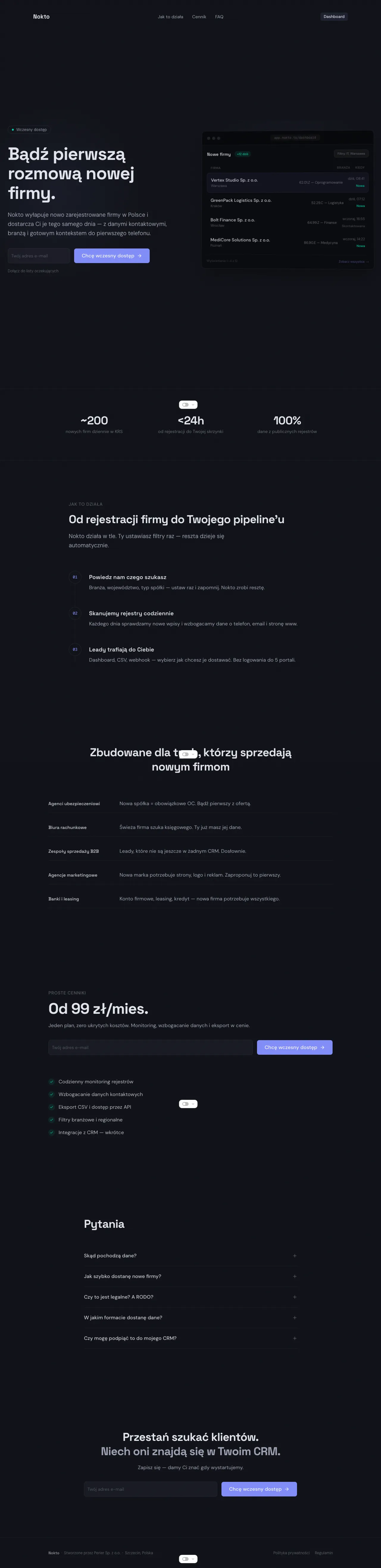 Nokto CRM lead generation website