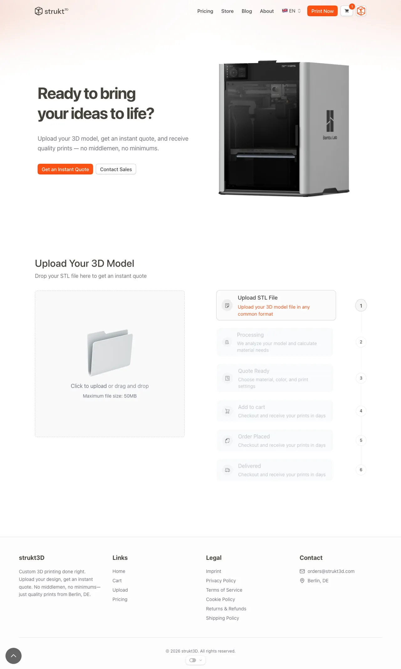 Strukt3D 3D printing e-commerce store